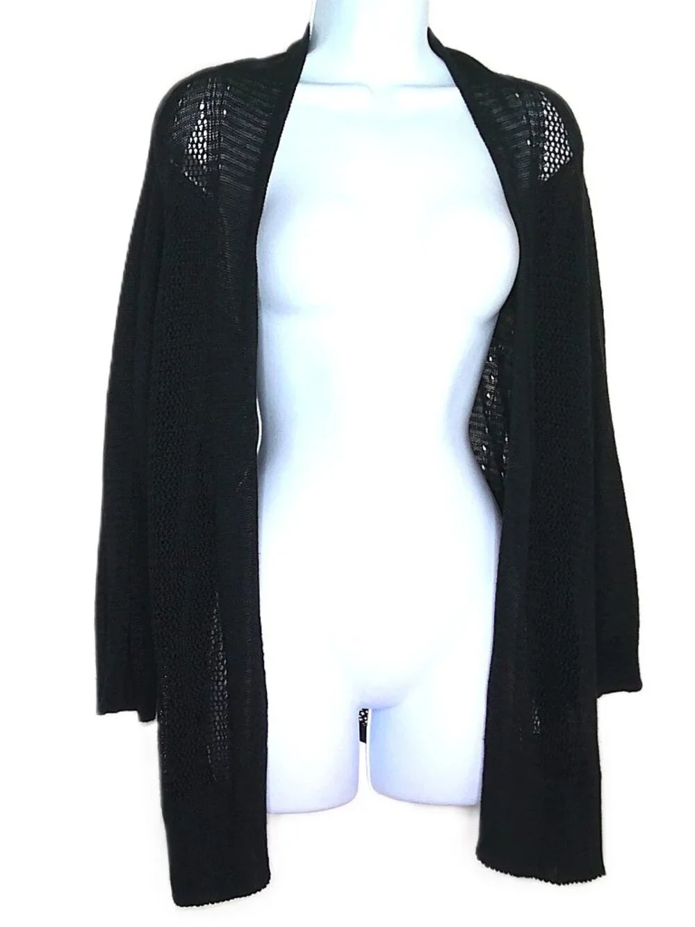 Alfani Black Cardigan Open Front Mixed Media Lacey Dark Fairy Whimsigoth Sz XXL